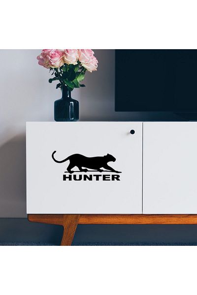 New Jargon Autocolant cu text și tigru Hunter negru Lipire 25 cm