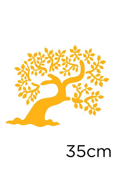 New Jargon Lotus Flower Tree Motif Sticker Sticking 35cm - Yellow