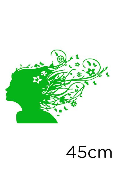 New Jargon Butterfly And Flowers Inside Woman's Hair Sticker 45cm