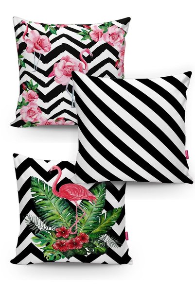 Hayveys Modern Flamingo Motif Decorative 3-Piece Throw Pillow Cover Set