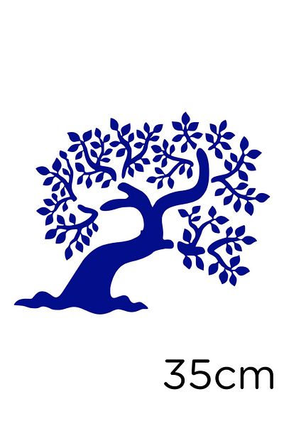 New Jargon Lotus Flower Tree Motif Sticker Sticking 35cm - Navy Blue