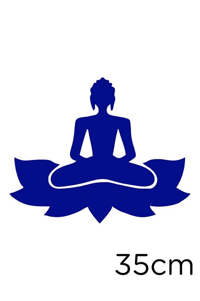 New Jargon Woman Doing Buddha Zen Yoga on Flower Sticker 35cm - Navy