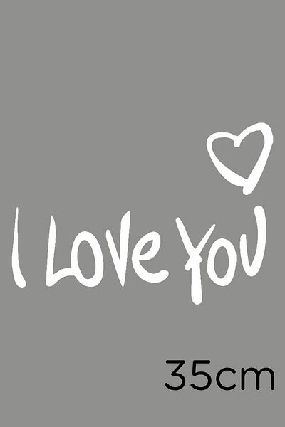 New Jargon Autocolant cu text I Love You și semn de inimă în partea de sus dreapta 35 cm - alb
