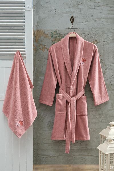 Upline Rise L/xl Women's Cotton/modal Extra Soft Shawl Robe Set (L/XL 55X85) - Dark Salmon