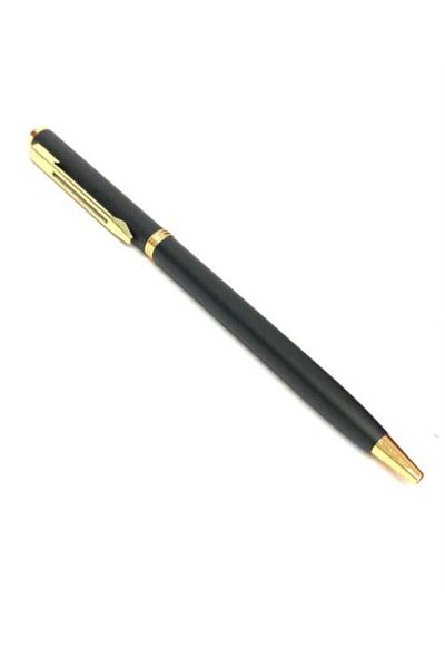 Steelpen 607 Slim Design Metal Ballpoint Pen with Plastic Box (black - Gold)