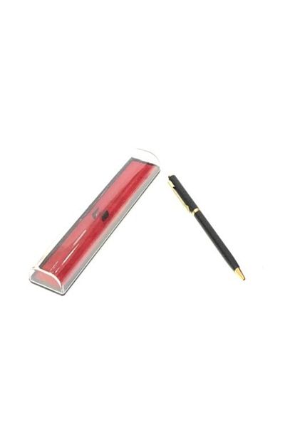 Steelpen 607 Slim Design Metal Ballpoint Pen with Plastic Box (black - Gold)