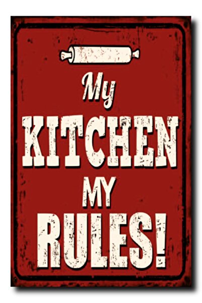 Baskıda Lider Η Κουζίνα μου, οι Κανόνες μου - Vintage Ρετρό Ξύλινη Αφίσα από MDF