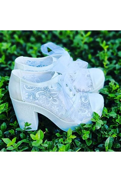 Ayakkabı Tutkusu Stilo ® Pantofi de mireasa albi de damă 10 cm