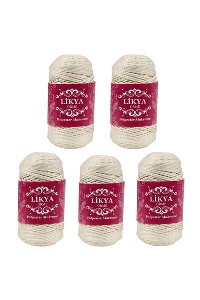 Likya Polyester Macrame Thread|5x100gr|Cream|Number 3|