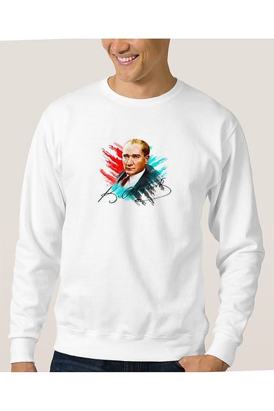 QIVI Hanorac tricotat cu mânecă lungă pentru bărbați, marele lider turc, Mustafa Kemal Atatürk