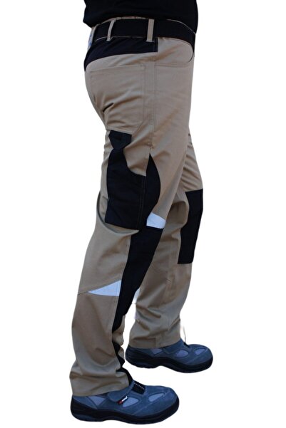 Uniprom Iş Pantolonu Roma Model Diz Destekli 6 Cepli Bej Siyah