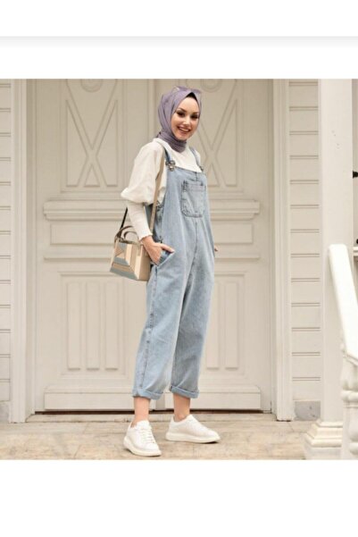 mykus butik Kadın Salaş Model Kot Tulum