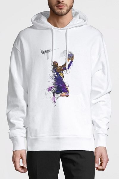 QIVI Basketbballer Basket Player με στάμπα λευκό ανδρικό πλεκτό φούτερ με κουκούλα μακρυμάνικο