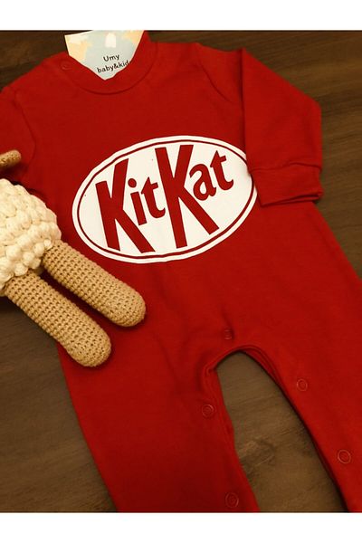 Murat Baby Unisex Baby Red Kitkat Printed Jumpsuit