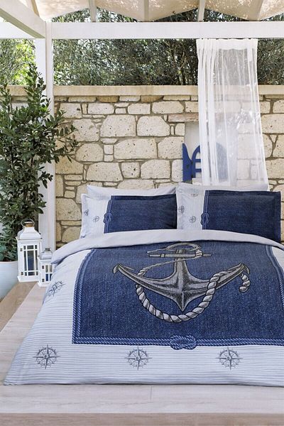 Özdilek Set cuvertură de pilote Anchor Denim, albastru