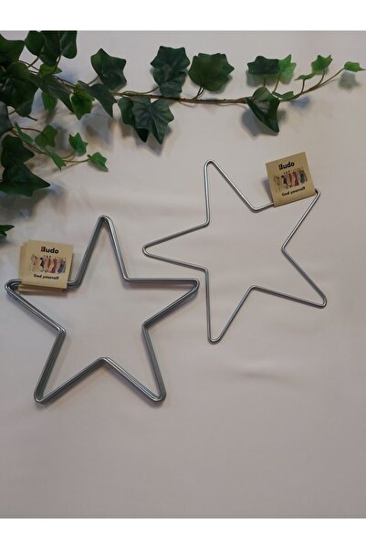 Enludo طقم نجمة مكرامية معدنية مقاس 25 سم مكون من 5 حلقات حلم مجلفنة