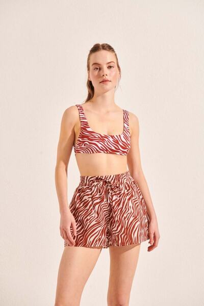 Beach&Beyond Kadın Zebra Tek Beden Pamuk Şort