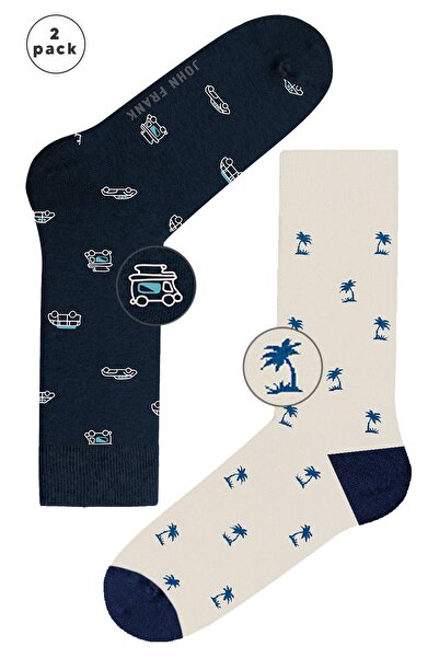 John Frank İkili Uzun Desenli Çorap