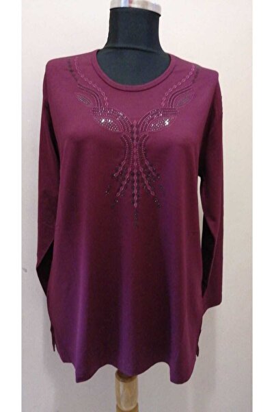 Rüya Kadın Bordo Anne Taşlı Penye