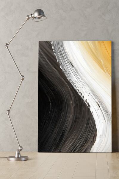 150x100cm Siyah Beyaz Fırça Dekoratif Dev Büyük Boy Kanvas Tablo