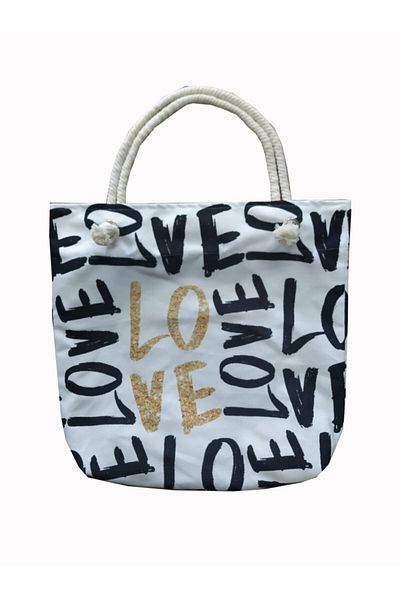 Alkan Homes Love Themed Lined-zippered Digital Printed Multi-Purpose Bag