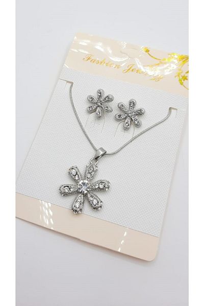 Merve Daisy Necklace-Earrings Set