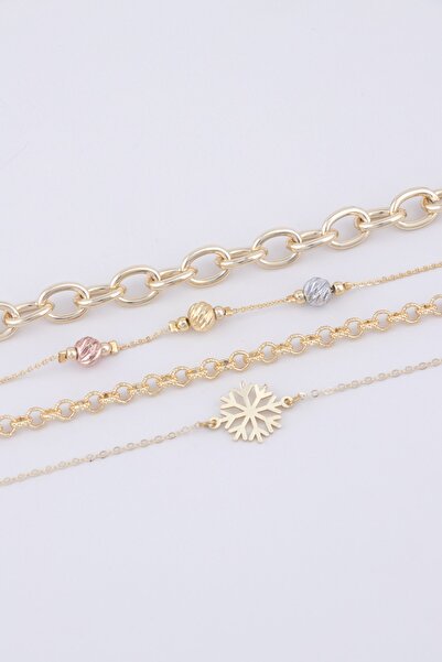 Sortie Aksesuar Kadın Kar Tanesi Figürlü Dorika 4'lü Kombin Bileklik 030