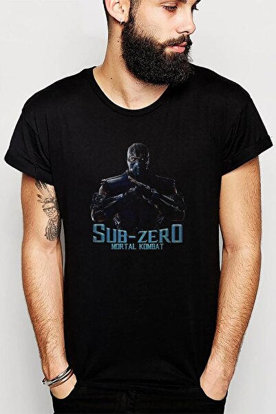 QIVI Mortal Kombat Sub Zero Fatality Printed Black Men's Knitted Tshirt