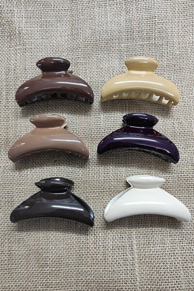 platin hediyelik 6 komada kopča za kosu u boji kafe, velika polulunčasta kopč...