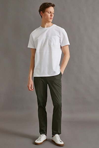 Koton Men's Green Tapared Fit Pants Cotton with Pockets