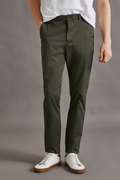 Koton Men's Green Tapared Fit Pants Cotton with Pockets