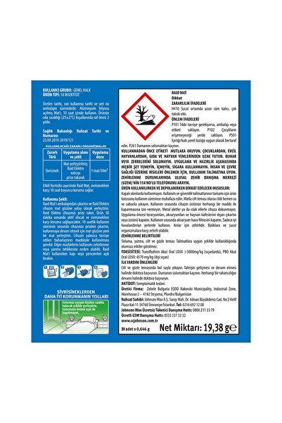 Raid Elektro Mat Kokusuz Tablet, 30'lu (SİVRİSİNEKLERE KARŞI)