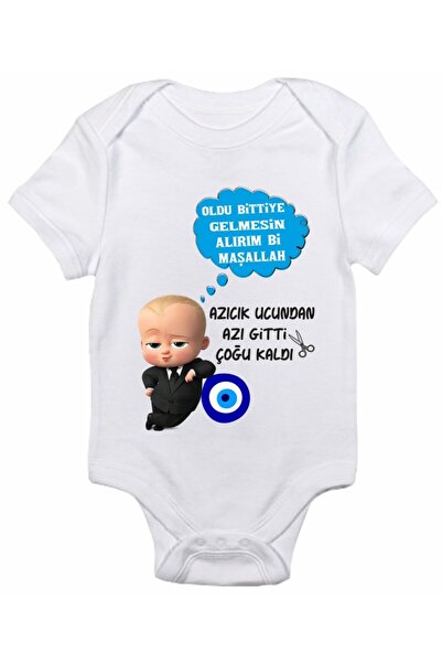 venüsdijital Sünnet Kıyafeti Patron Bebek Baskılı Body Zıbın