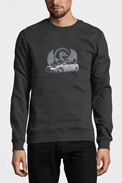 QIVI Evo Printed Smoked Anthracite Men's Knitted Sweatshirt Long Sleeve