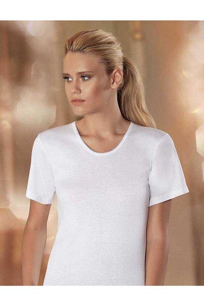 Şahinler White Short Sleeve Crew Neck Ribbed Tank Top Pack of 6 Mb010