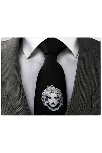 Exve Exclusive Men's Black Marilyn Monroe Custom Jacquard Black Tie