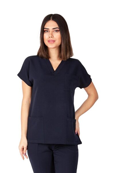 VEHBİ Women Doctor Nurse Jersey Scrubs Alpaca Fabric Hospital Nursing Single ...