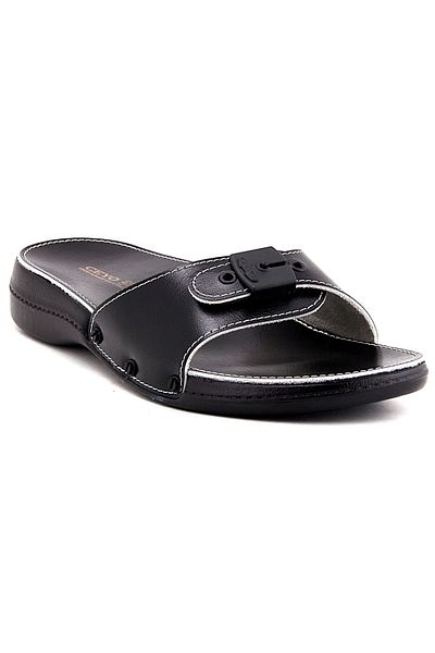 Ceyo Men's Black Buckle Slippers