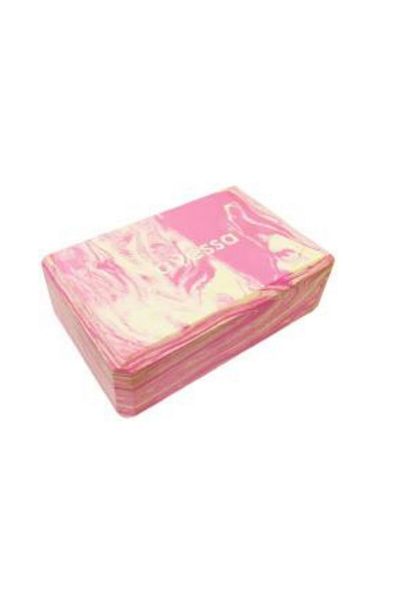 AVESSA Pink and White Patterned Yoga Block - Pilates Block - Sports - 3x6x9''