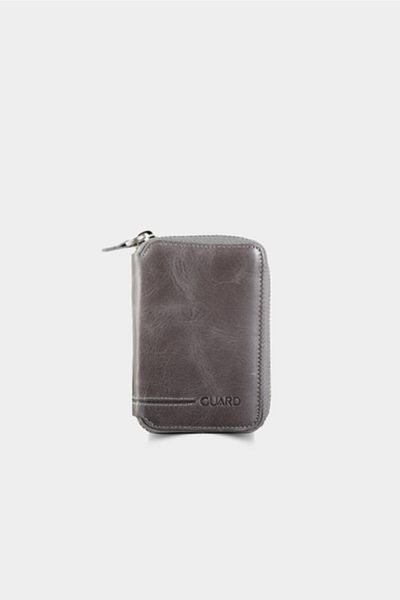 GUARD Antique Gray Zippered Leather Mini Wallet