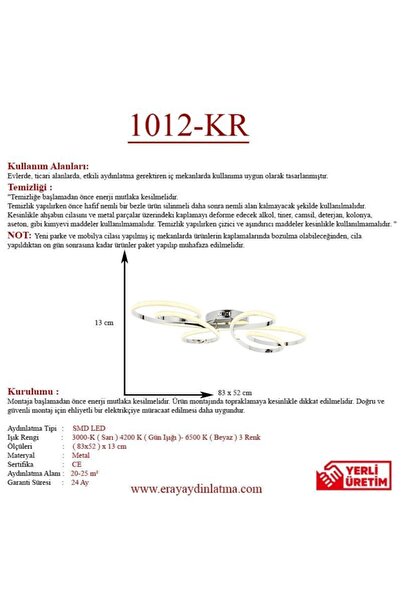 Eray Aydınlatma 1012-kr Krom Led Avize