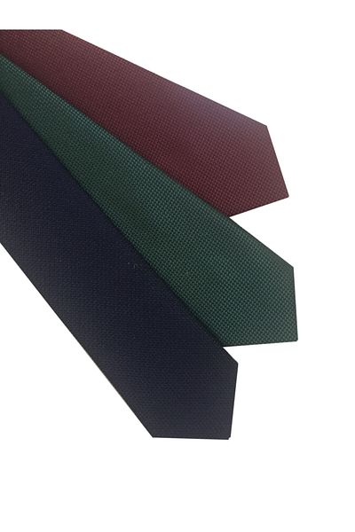 Tezgah İstanbul Claret Red & Green & Navy Blue Tie Handkerchief Set