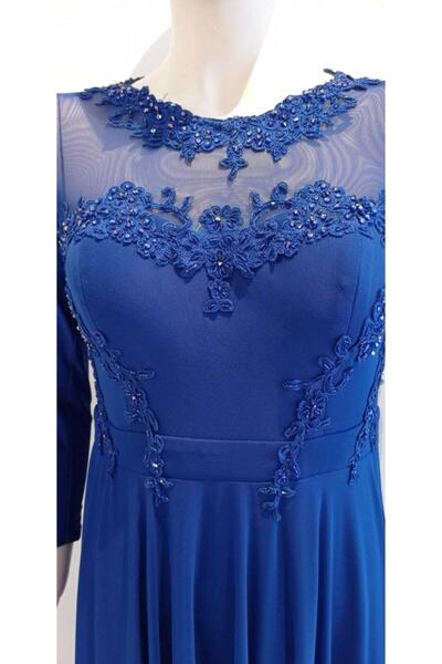 Saygın Жіноче вечірнє плаття з камінням та асиметричним подолом