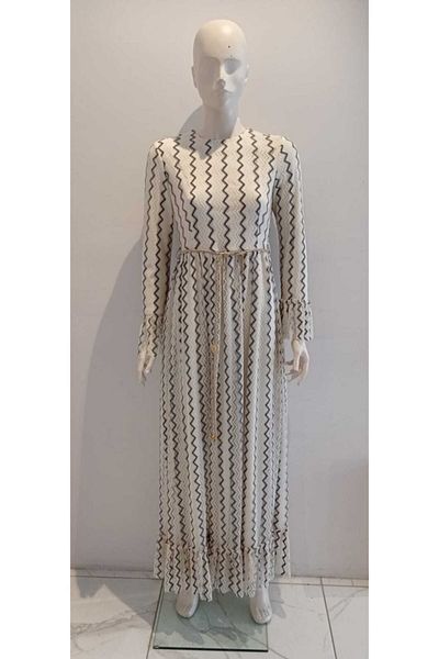 Famelin Women's Patterned Belted Dress