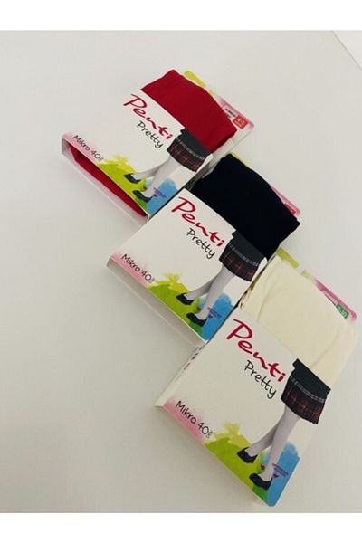 Penti Детски чорапи Micro 40 Mousse, чифт от 3 броя, тъмносиньо-червено-кремави