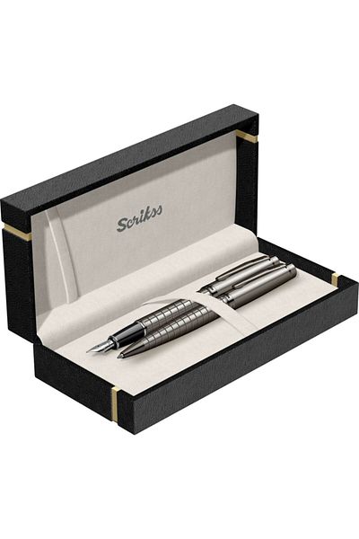 Scrikss Honour Fountain & Ballpoint Pen Set Carbon Gray 38