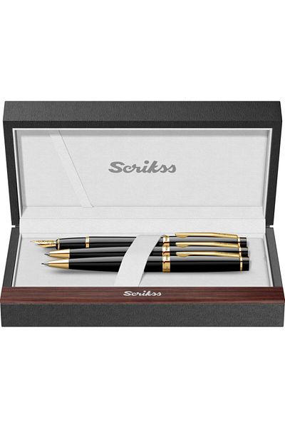 Scrikss Honour Pen Set 3 Pieces Black Gold 38