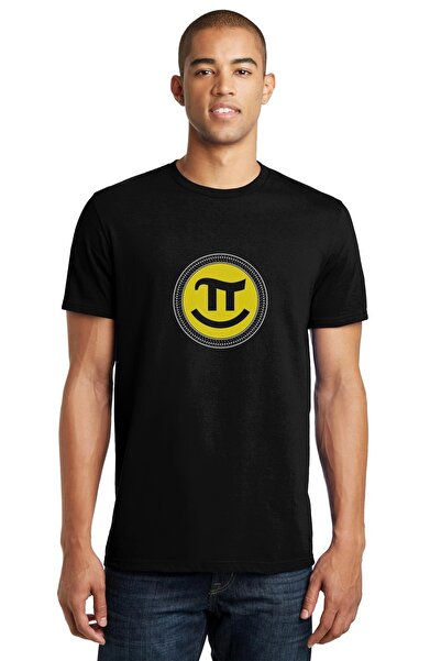 QIVI تي شيرت محبوك للرجال باللون الأسود مطبوع عليه يوم 14 مارس من يوم Pi DJ ت...