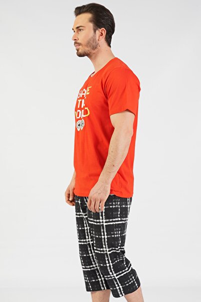 GAZZAZ Cotton Men's Short Sleeve Capri Pajama Set