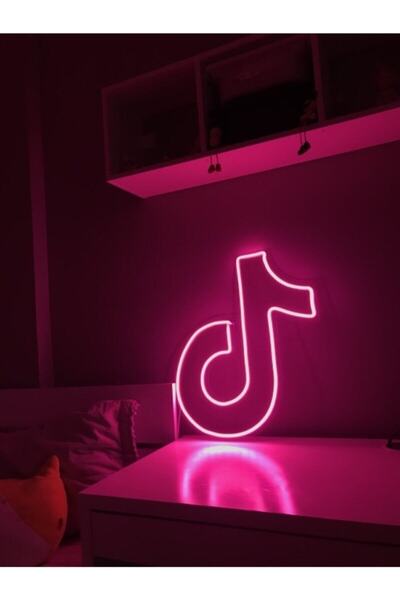 Kadem Neon Pembe Tiktok Logolu Neon Led Işıklı Tablo